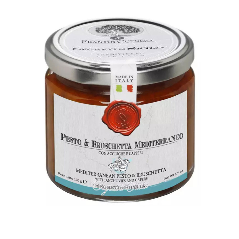 Pesto et Bruschetta Méditerranéen aux anchois et câpres 190 g Cutrera