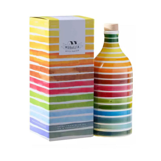 Orcio Arcobaleno in Ceramica con Olio Evo Coratina 500 ml Scatolato