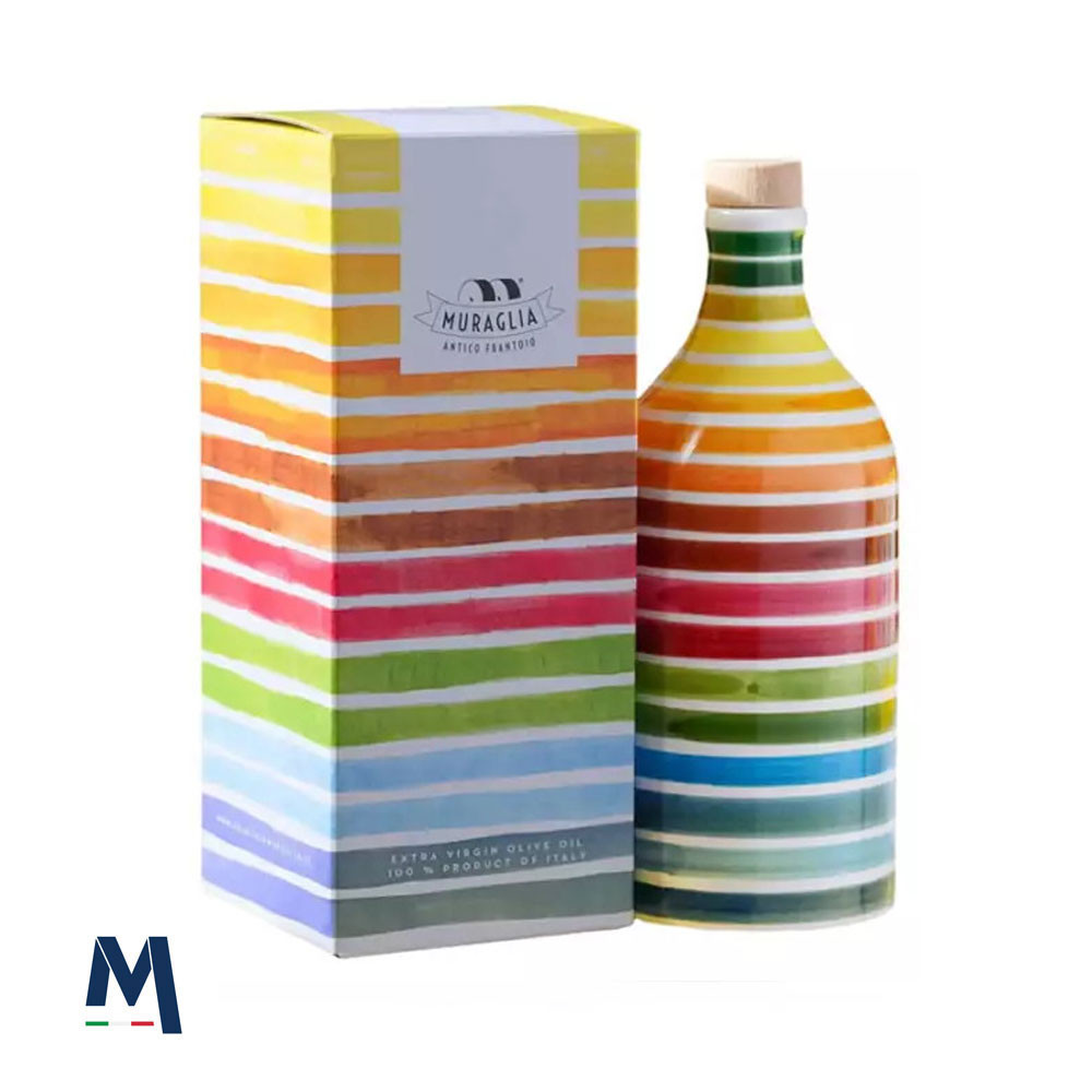 Orcio Arcobaleno in Ceramica con Olio Evo Coratina 500 ml Scatolato