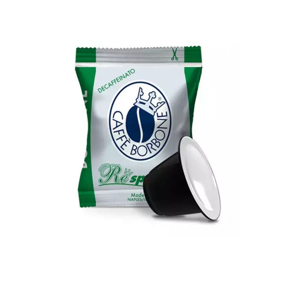 50 Kapseln Kaffee REspresso GRÜNE Mischung DEK Nespresso® Borbone