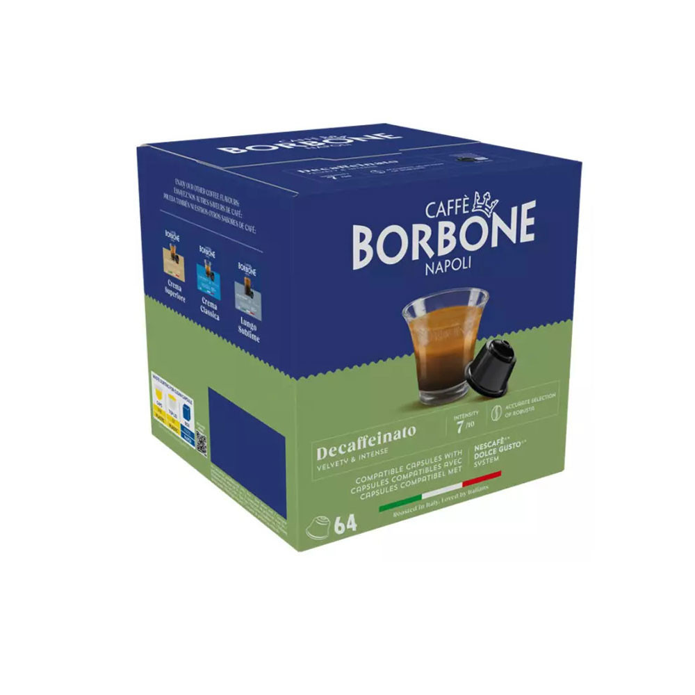 64 capsules de café décaféiné compatibles Nescafè® Dolce Gusto® Borbon