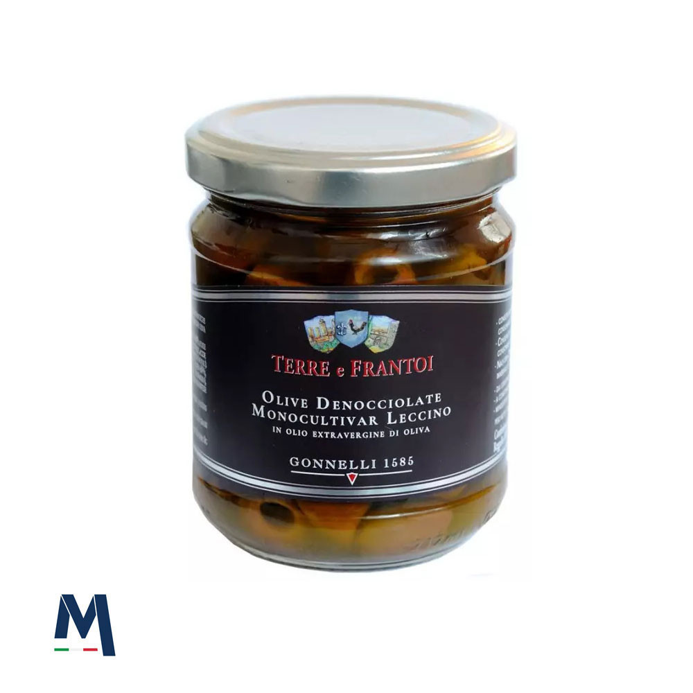 Olives Leccino dénoyautées à l'huile d'olive extra vierge 180 g