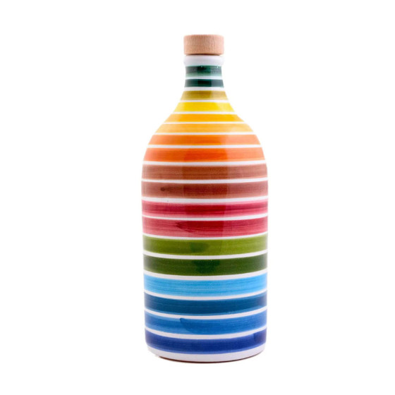 Ceramic Jar Rainbow with Extra Virgin Olive Oil Monocultivar Coratina
