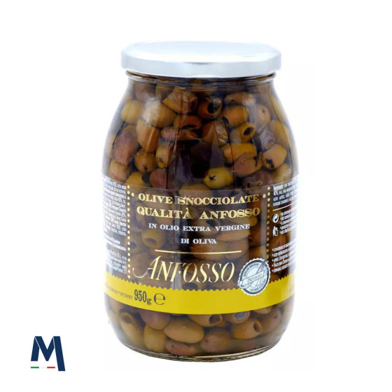 Pitted Olives in Extra Virgin Olive Oil Anfosso 950 gr