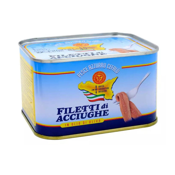 Latta Filetti di Acciughe in Olio di Oliva 720 gr Pesce Azzurro Cefalù