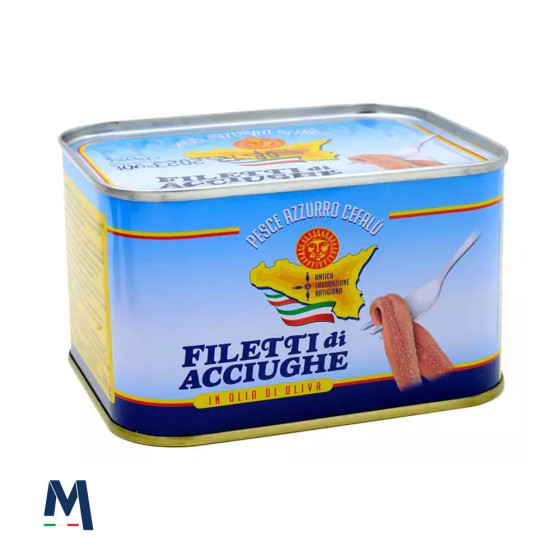 Latta Filetti di Acciughe in Olio di Oliva 720 gr Pesce Azzurro Cefalù